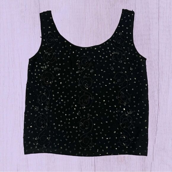 Vintage 60s 70s Miss Sun Valley wool sequined camisole - Picture 4 of 11